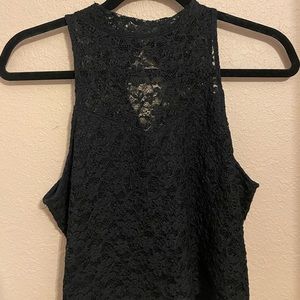Cropped black lace shirt